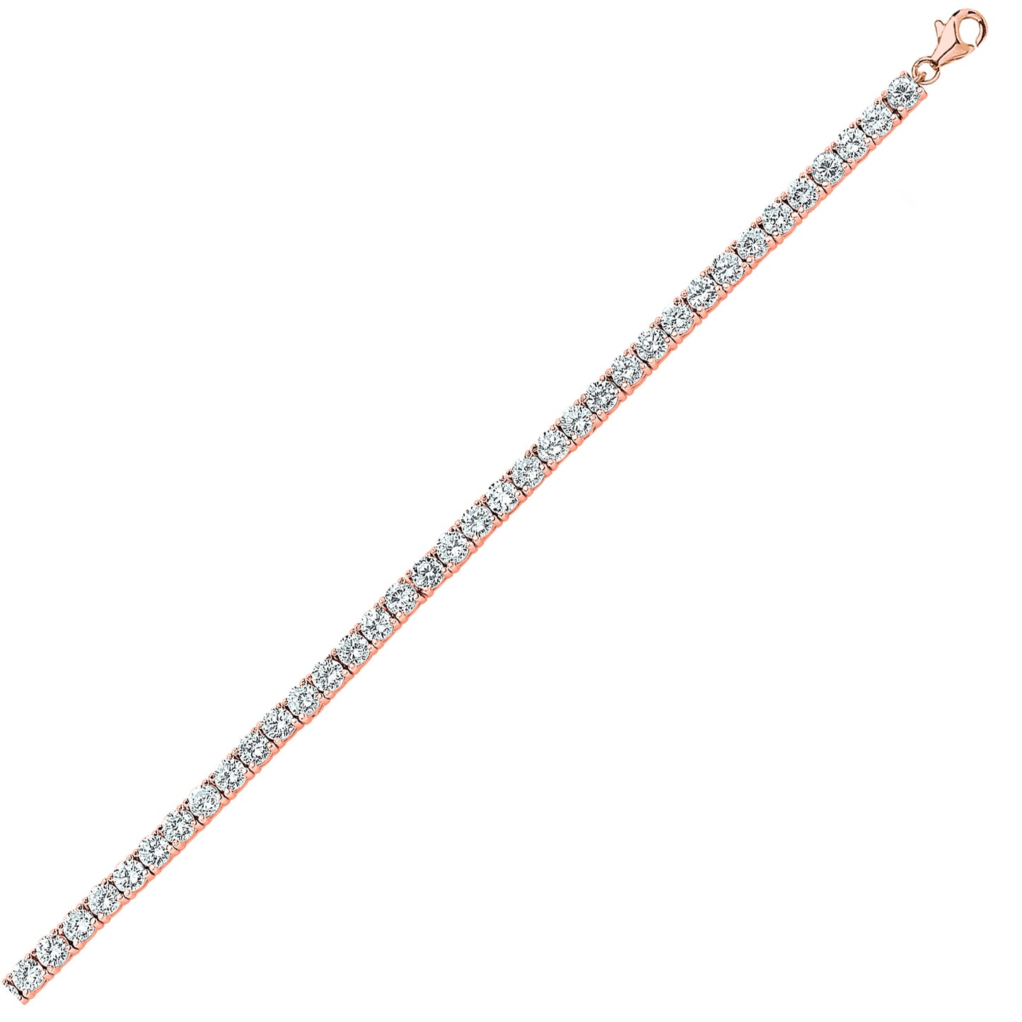 Rose Silver  CZ 4 Claw Line Tennis Bracelet 5mm 7.5 inch - GVB096R