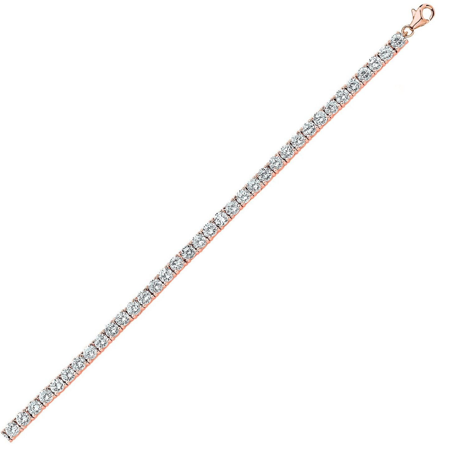 Rose Silver  CZ 4 Claw Line Tennis Bracelet 4mm 7.5 inch - GVB096R