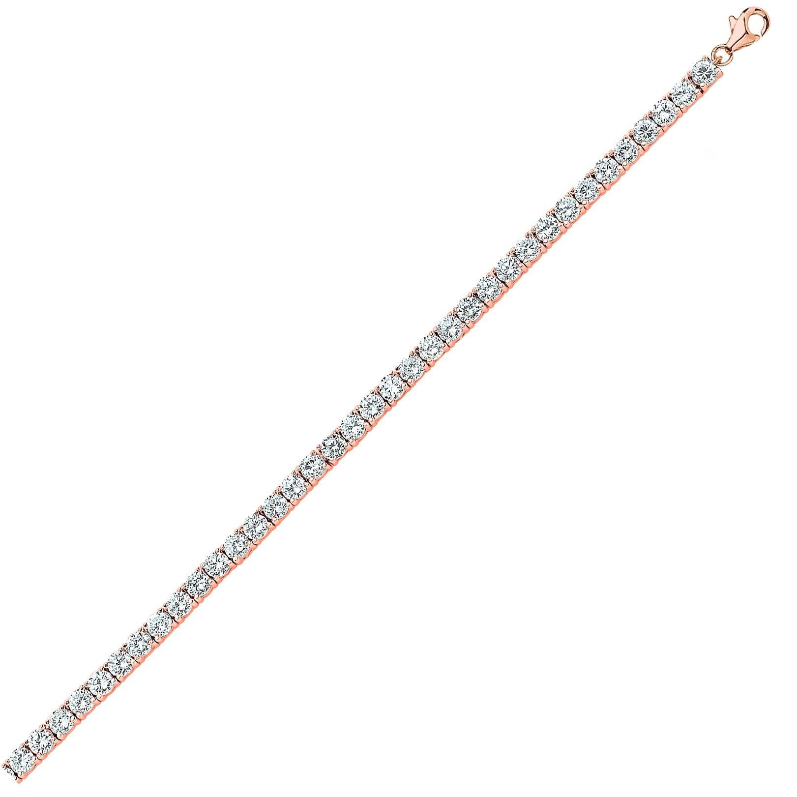Rose Silver  CZ 4 Claw Line Tennis Bracelet 4mm 7.5 inch - GVB096R