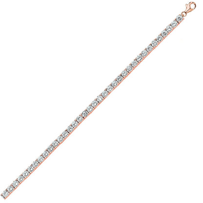 Rose Silver  CZ 4 Claw Line Tennis Bracelet 4mm 7.5 inch - GVB096R