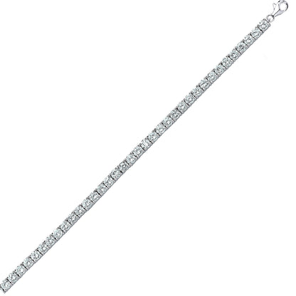 Silver  CZ 4 Claw Line Tennis Bracelet 5mm 7.25 inch - GVB096