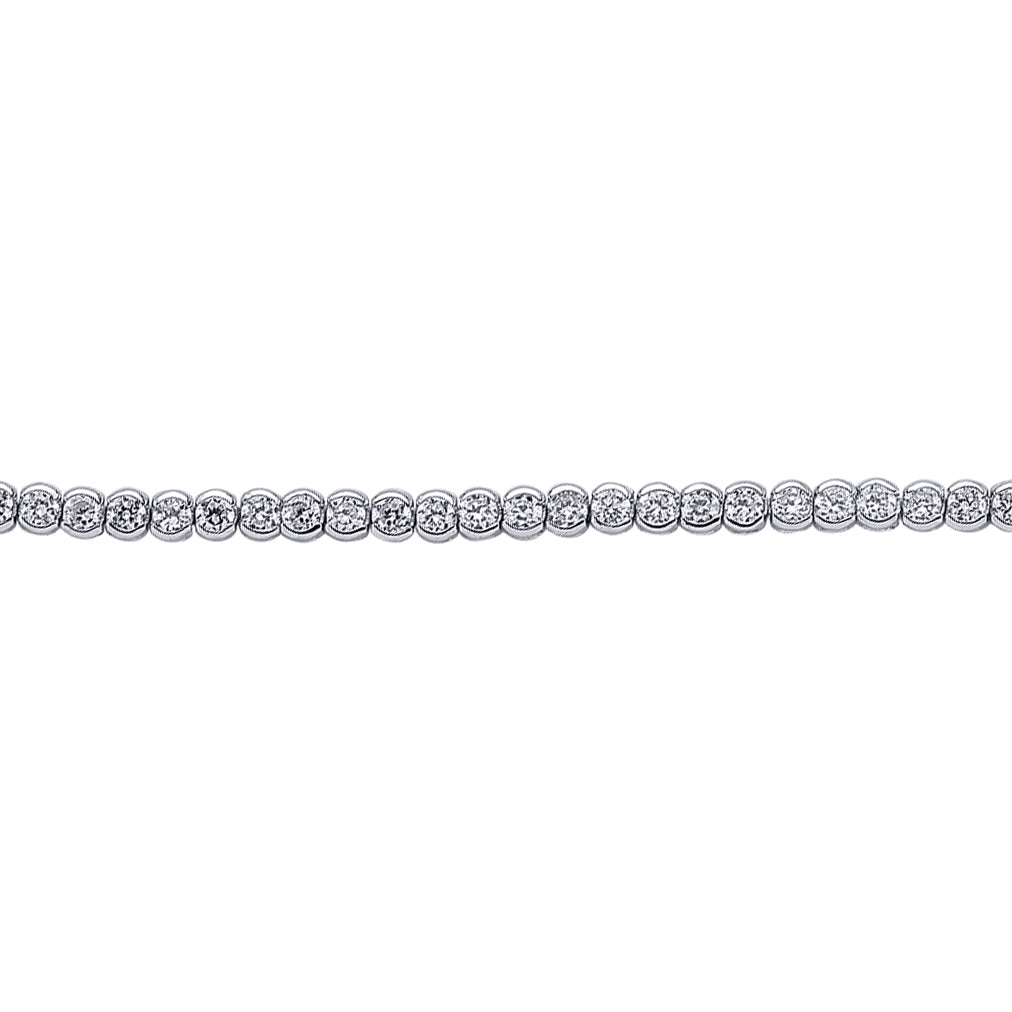 Silver  CZ Eternity Rubover Tennis Bracelet 4mm 7 inch - GVB098