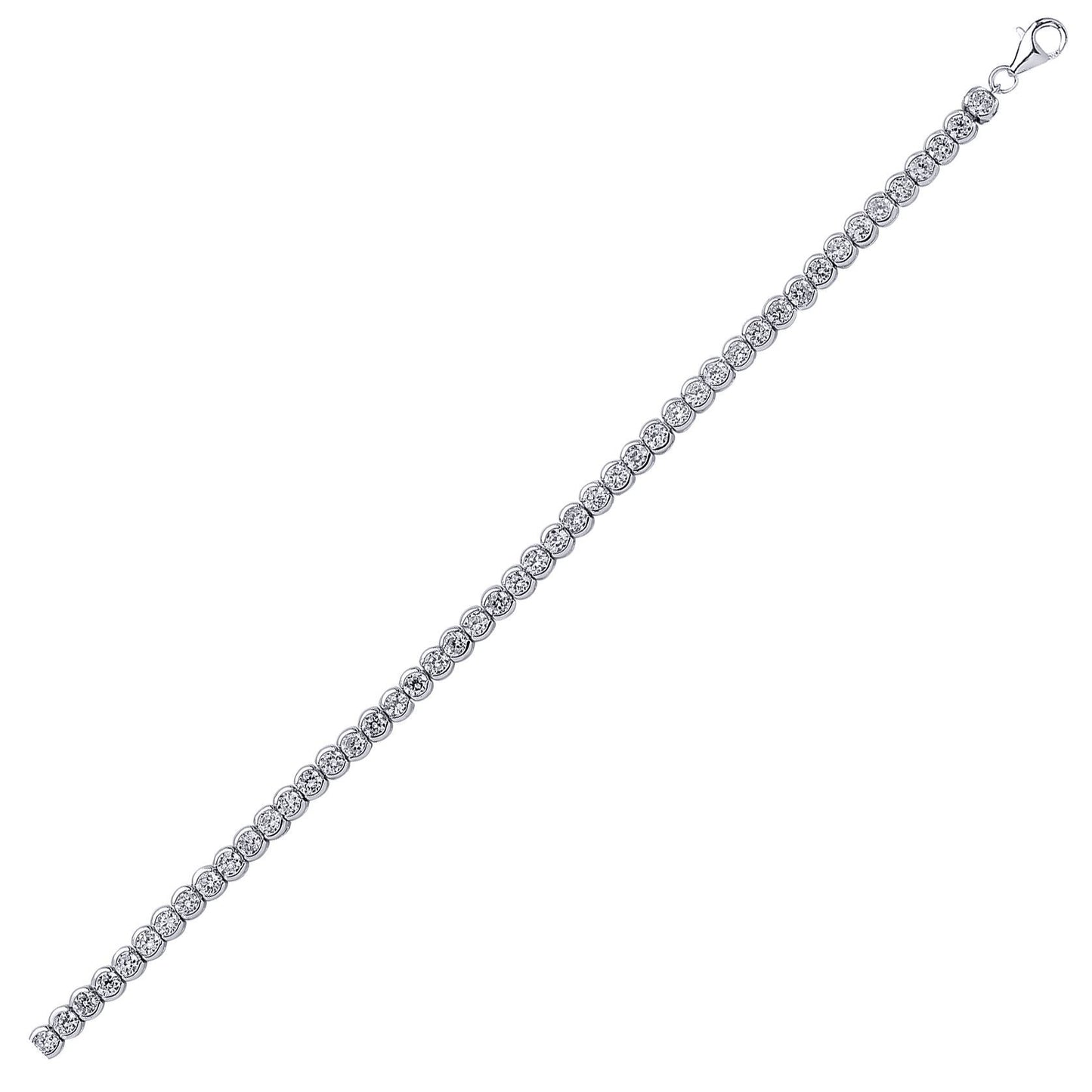 Silver  CZ Eternity Rubover Tennis Bracelet 4mm 7 inch - GVB098