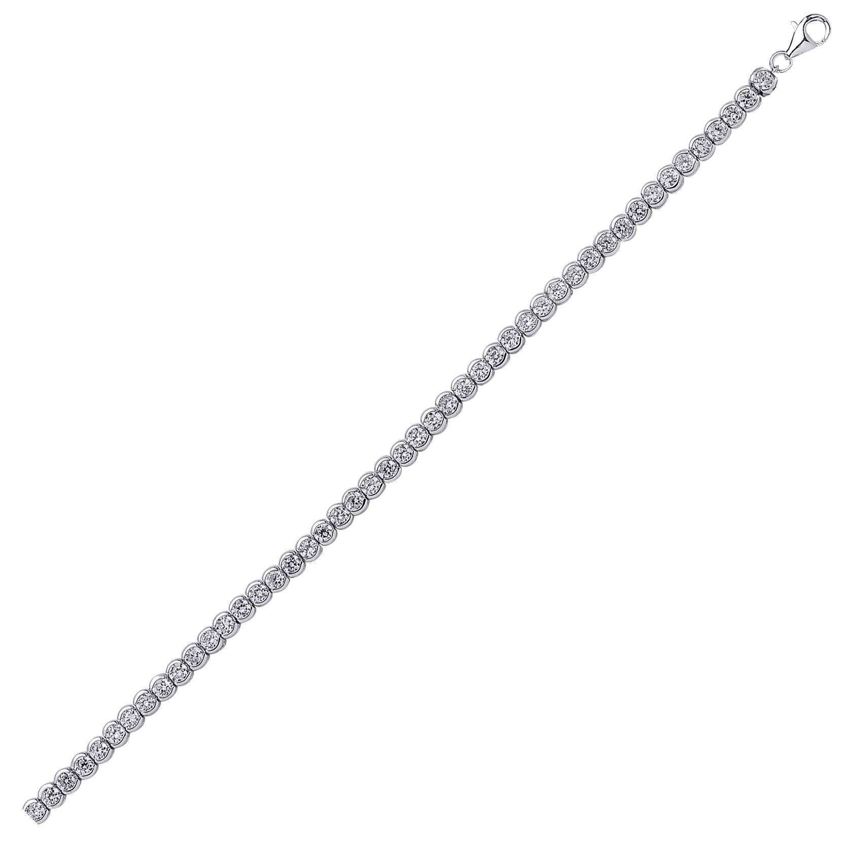 Silver  CZ Eternity Rubover Tennis Bracelet 4mm 7 inch - GVB098