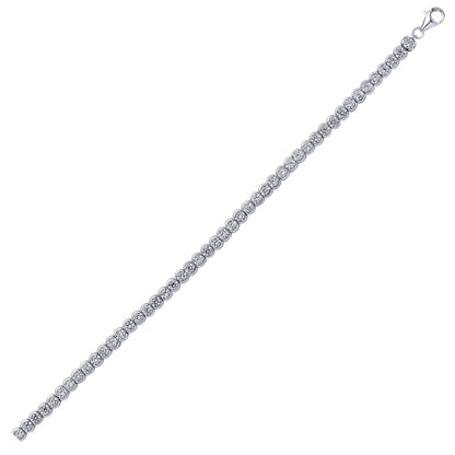 Silver  CZ Eternity Rubover Tennis Bracelet 4mm 7 inch - GVB098