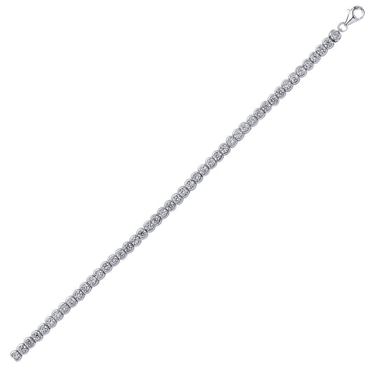 Silver  CZ Eternity Rubover Tennis Bracelet 4mm 7 inch - GVB098