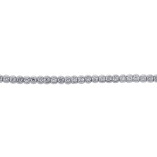 Silver  CZ Eternity Rubover Tennis Bracelet 4mm 7 inch - GVB098