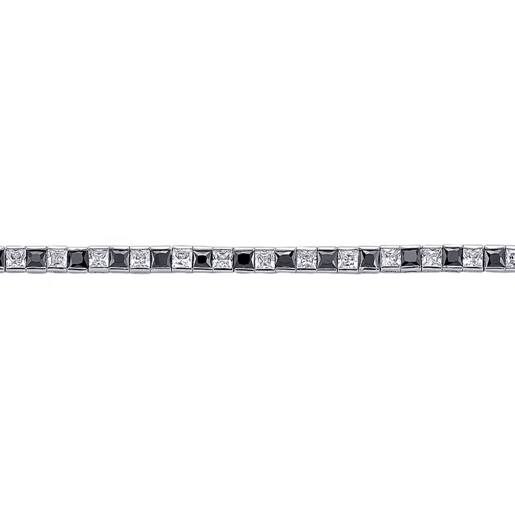 Silver  Black Princess Cut CZ Eternity Tennis Bracelet 4mm - GVB103-BLA