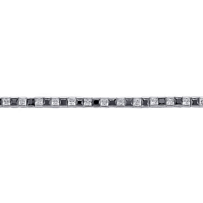 Silver  Black Princess Cut CZ Eternity Tennis Bracelet 4mm - GVB103-BLA