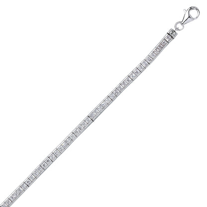 Silver  Princess CZ Tennis Eternity Line Bracelet 3mm 7.5" + 1" - GVB105