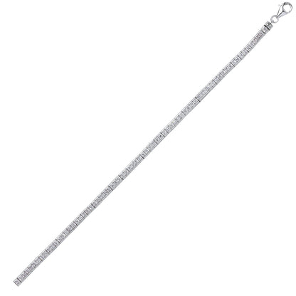 Silver  Princess CZ Tennis Eternity Line Bracelet 3mm 7.5" + 1" - GVB105