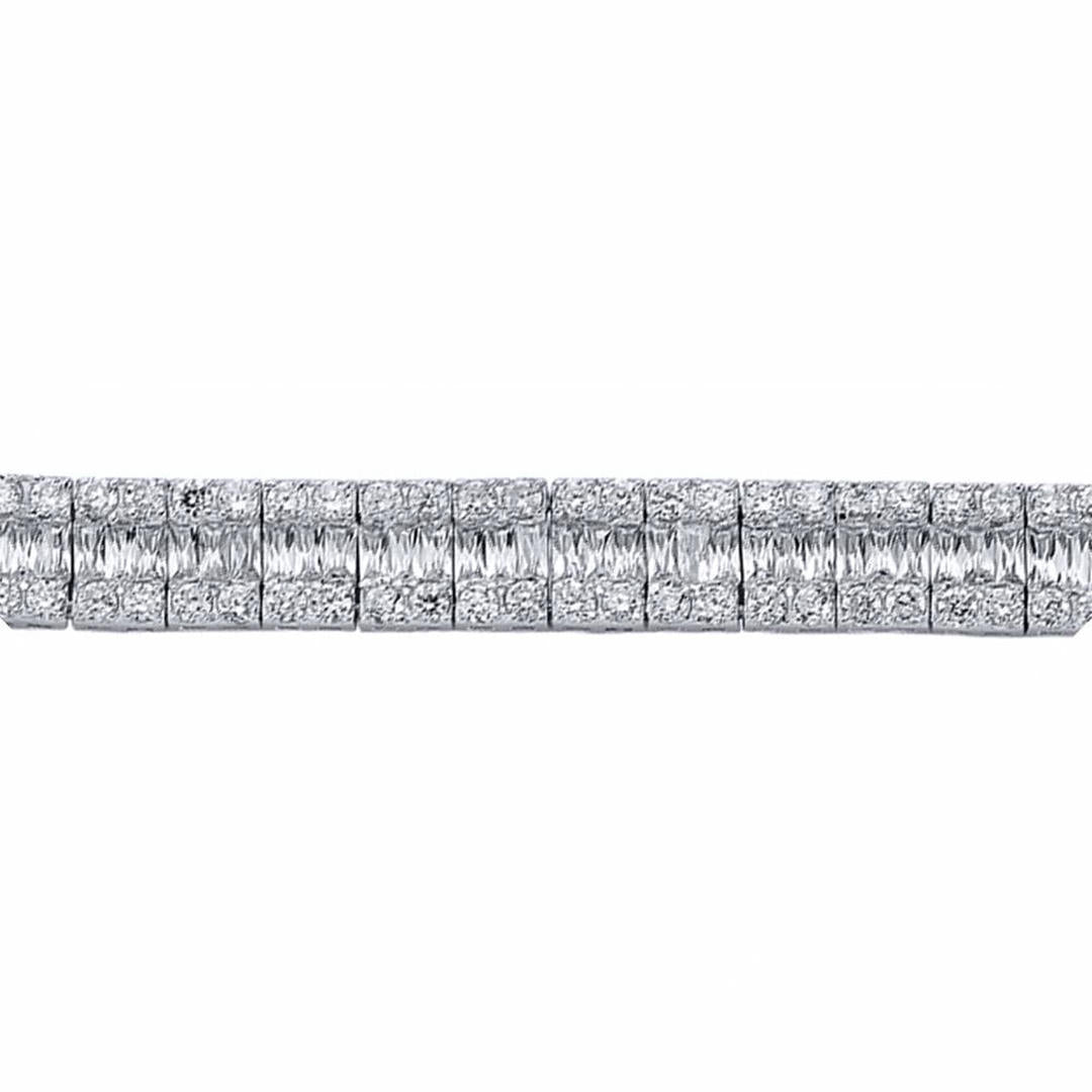 Silver  Baguette CZ Eternity Tennis Bracelet 10mm 7 inch - GVB112