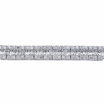 Silver  Baguette CZ Eternity Tennis Bracelet 10mm 7 inch - GVB112