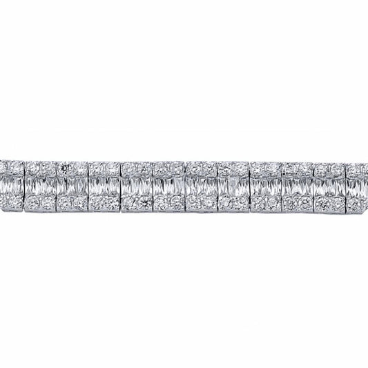 Silver  Baguette CZ Eternity Tennis Bracelet 10mm 7 inch - GVB112