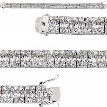Silver  Baguette CZ Eternity Tennis Bracelet 10mm 7 inch - GVB112