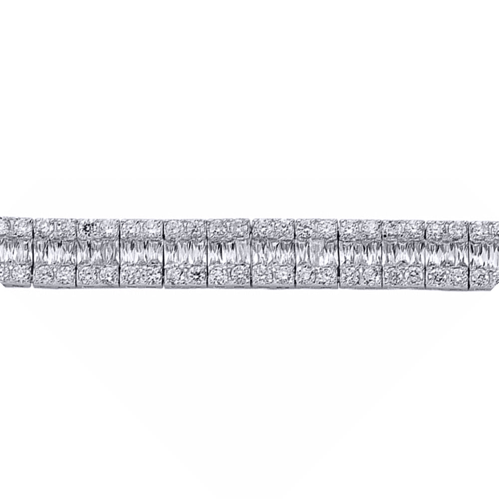 Silver  Baguette CZ Eternity Tennis Bracelet 10mm 7 inch - GVB112