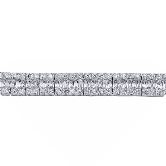 Silver  Baguette CZ Eternity Tennis Bracelet 10mm 7 inch - GVB112