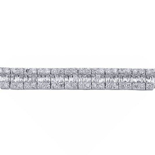 Silver Baguette CZ Eternity Tennis Bracelet 10mm 7 inch - GVB112