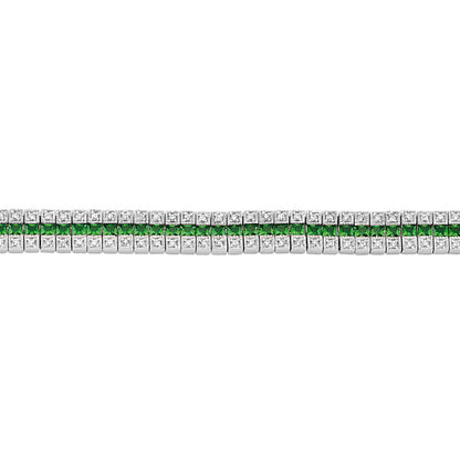 Silver  Green Princess CZ 3 Row Eternity Tennis Bracelet - GVB118GRN
