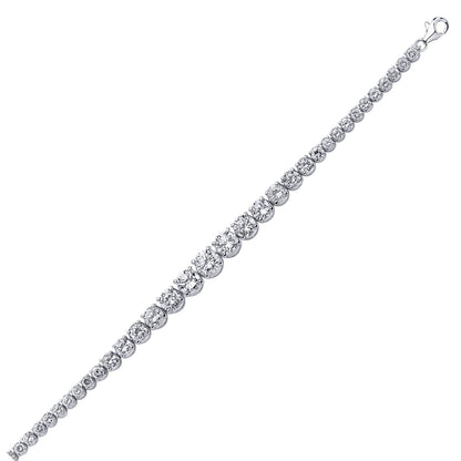 Silver  CZ Graduated Eternity Tennis Bracelet 8mm 7.5 inch - GVB155