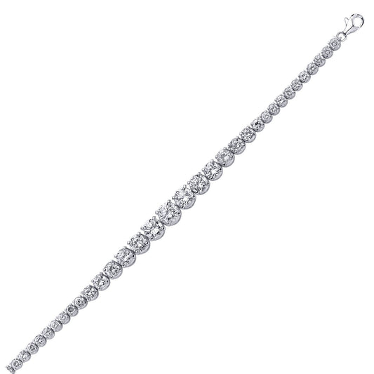 Silver  CZ Graduated Eternity Tennis Bracelet 8mm 7.5 inch - GVB155