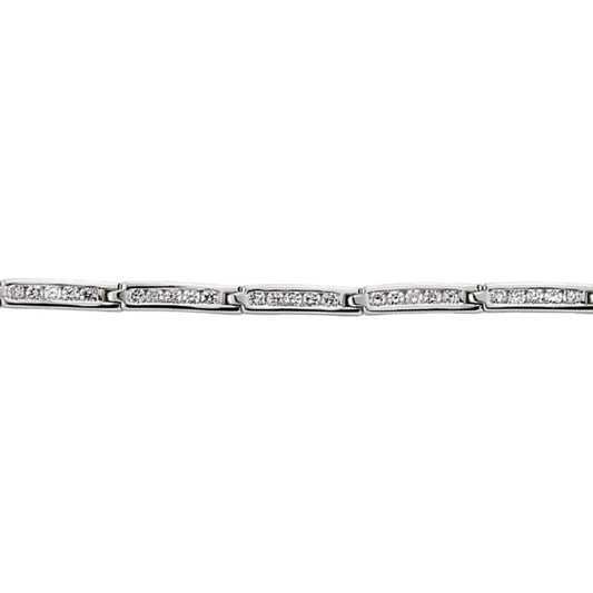 Silver  CZ Bar Tennis Bracelet 4mm 7 inch - GVB166