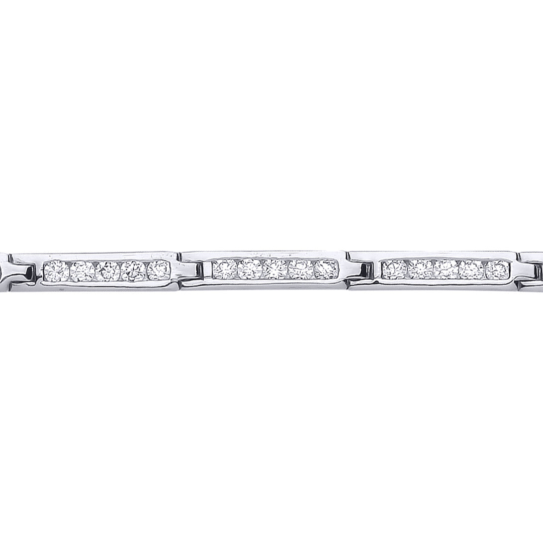 Silver  CZ Bar Tennis Bracelet 4mm 7 inch - GVB166