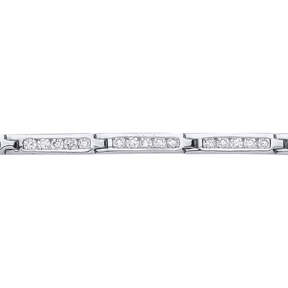 Silver  CZ Bar Tennis Bracelet 4mm 7 inch - GVB166