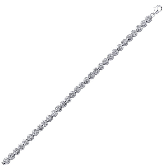 Silver  CZ Bubble Donut Eternity Tennis Bracelet 5mm 7 inch - GVB171