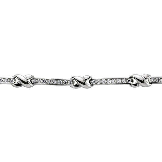 Silver  CZ Infinity Kisses Tennis Bracelet 6mm 8 inch - GVB172