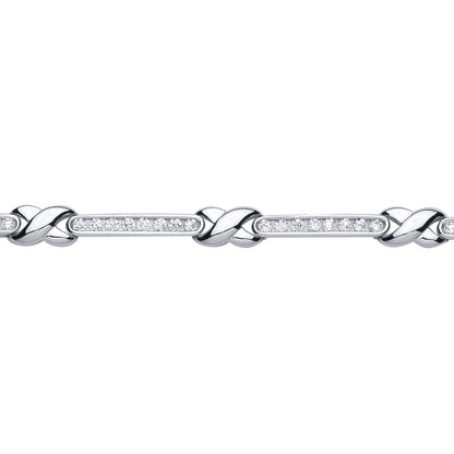 Silver  CZ Infinity Kisses Tennis Bracelet 6mm 8 inch - GVB172