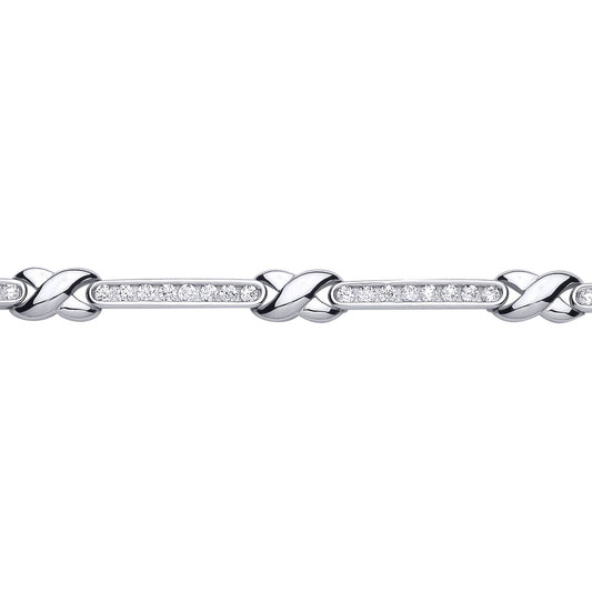 Silver CZ Infinity Kisses Tennis Bracelet 6mm 8 inch - GVB172