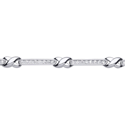 Silver  CZ Infinity Kisses Tennis Bracelet 6mm 8 inch - GVB172