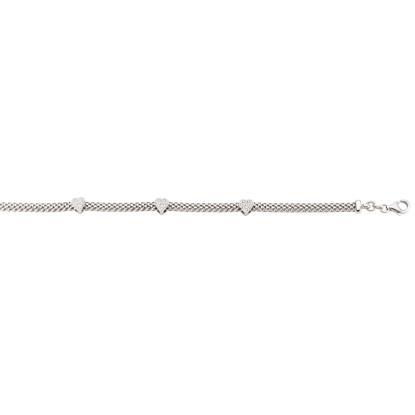 Silver  CZ Correana Pave Heart Bracelet - GVB179RH