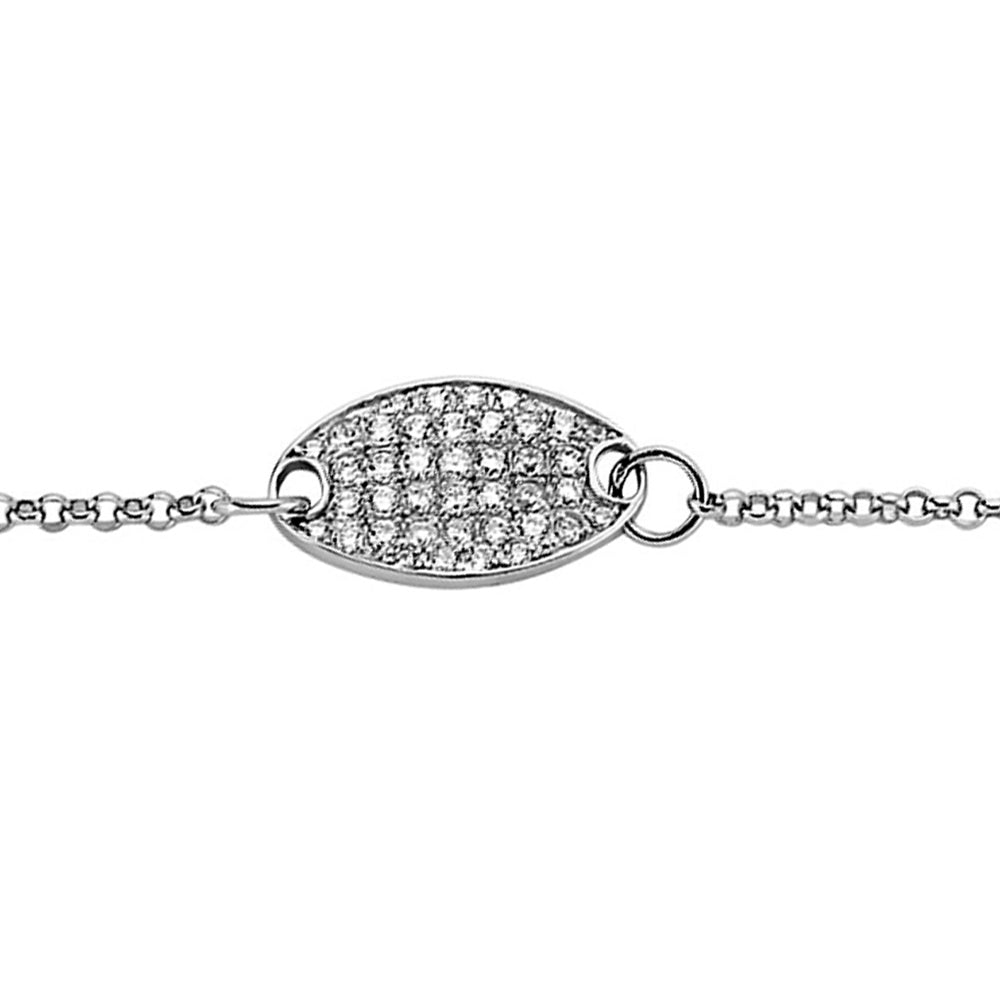 Kids Silver  CZ Oval Pave ID Bracelet - GVB196