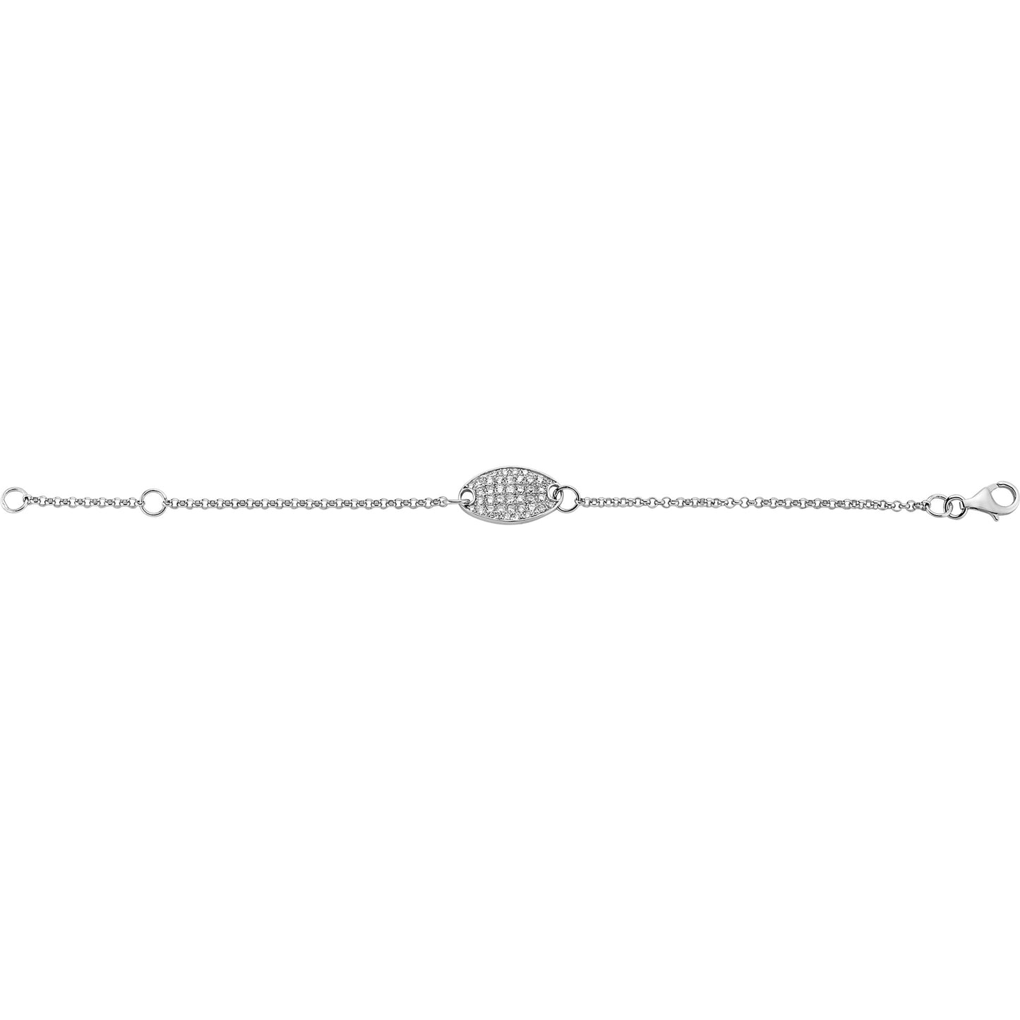 Kids Silver  CZ Oval Pave ID Bracelet - GVB196