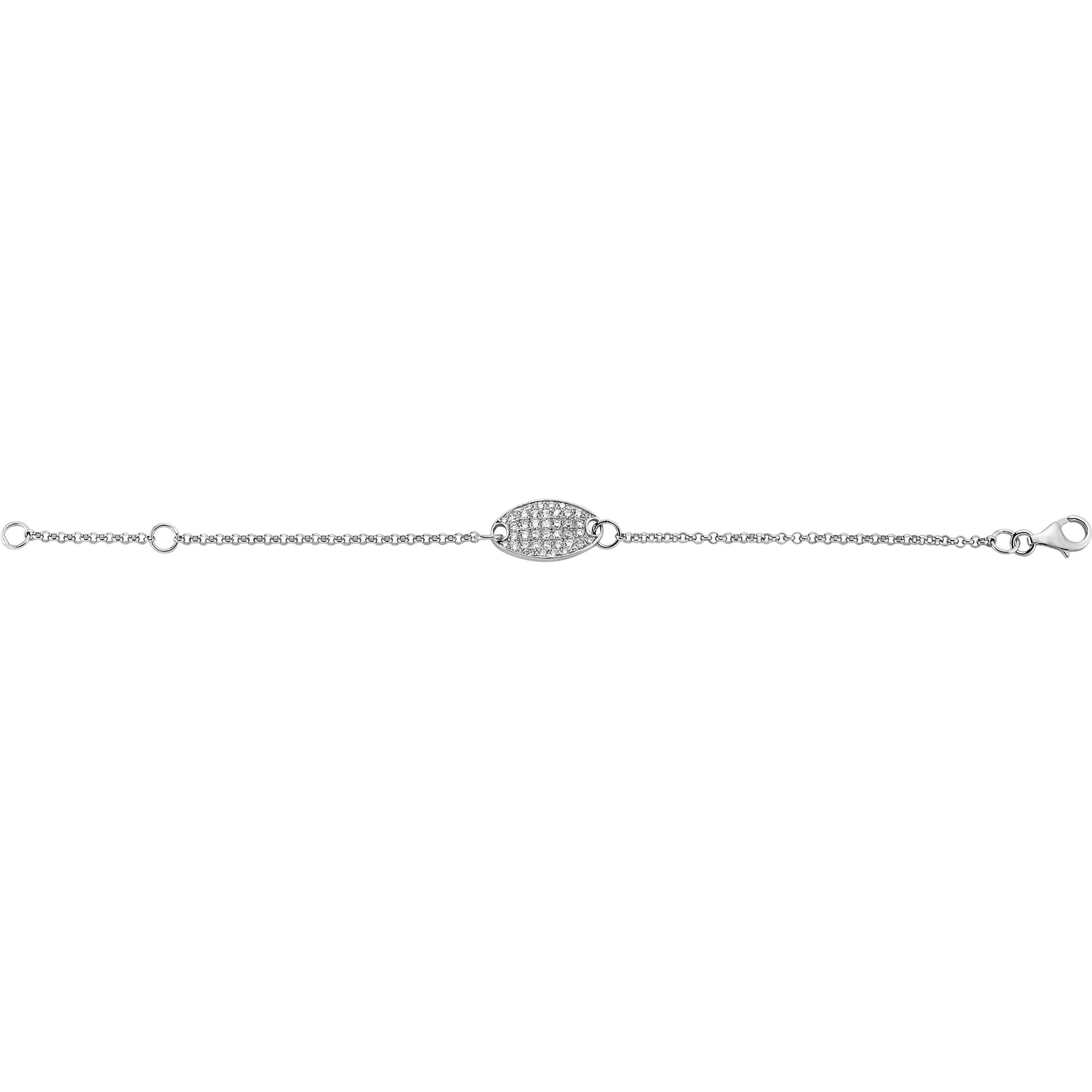 Kids Silver  CZ Oval Pave ID Bracelet - GVB196