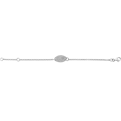 Kids Silver  CZ Oval Pave ID Bracelet - GVB196