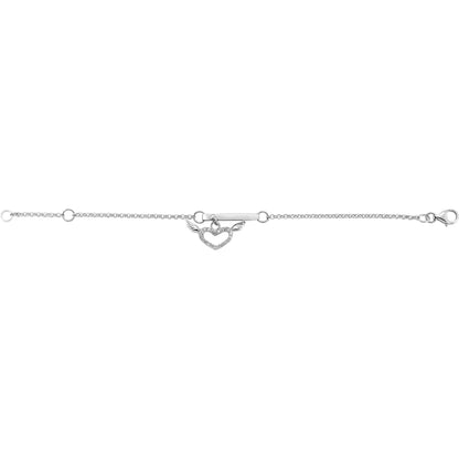 Girls Silver  CZ ID Heart Identity Bracelet - GVB198