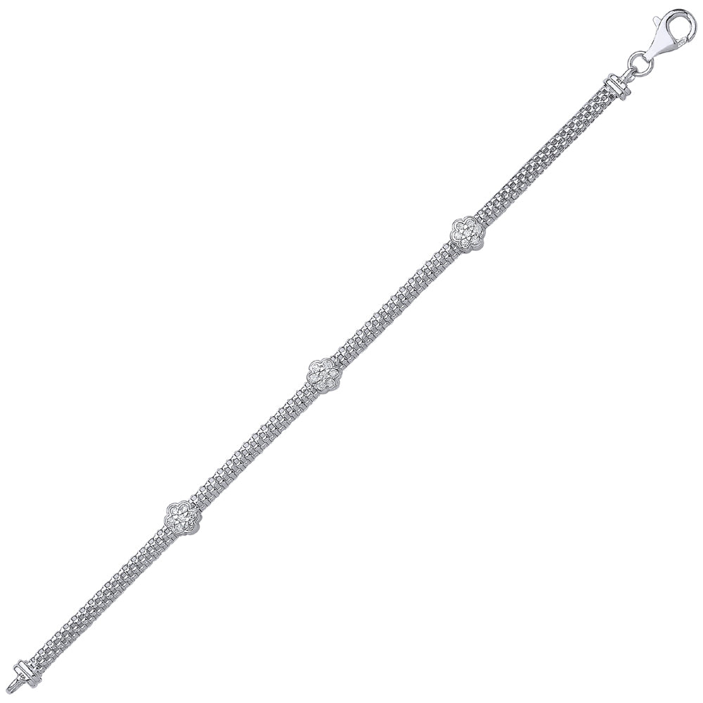 Silver  CZ Correanna Daisy Bracelet - GVB204