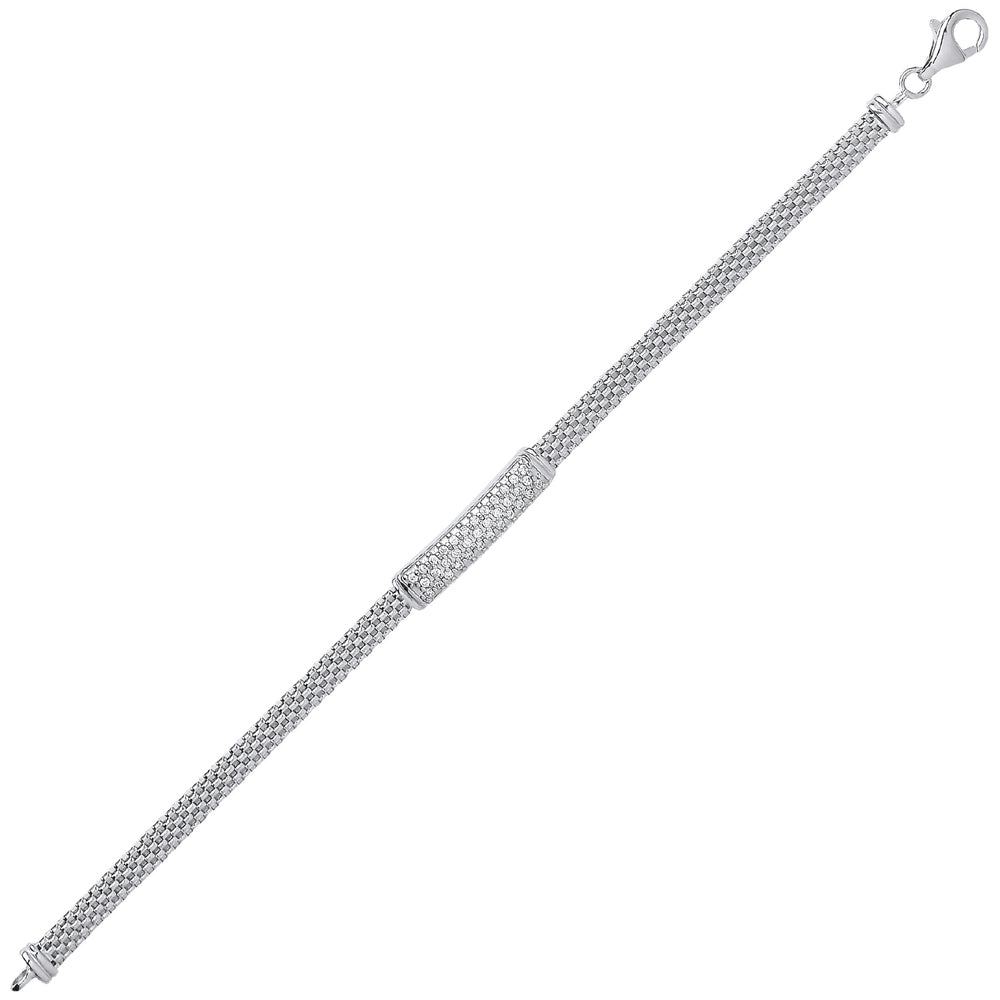 Silver  CZ Correanna Bar Bracelet - GVB205RH