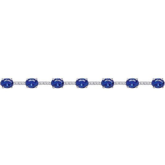 Silver  Blue Oval CZ Eternity Tennis Bracelet 5mm 6.5" - GVB209SAP