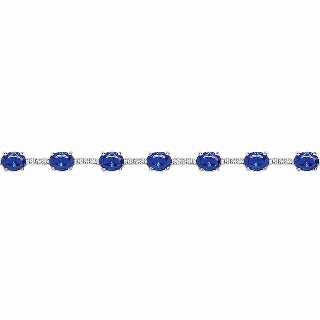 Silver  Blue Oval CZ Eternity Tennis Bracelet 5mm 6.5" - GVB209SAP