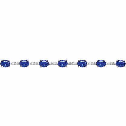 Silver  Blue Oval CZ Eternity Tennis Bracelet 5mm 6.5" - GVB209SAP