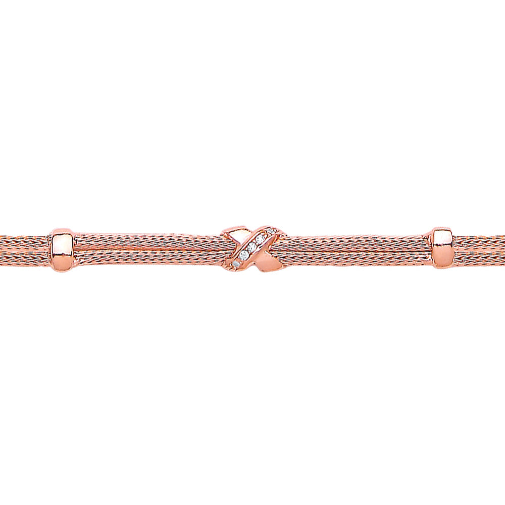 Rose Silver  CZ Correana Infinity Kiss Bracelet - GVB214ROSE
