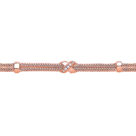Rose Silver  CZ Correana Infinity Kiss Bracelet - GVB214ROSE