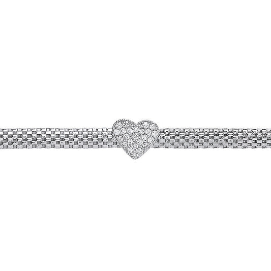 Silver  CZ Correana Pave Heart Bracelet - GVB215RH