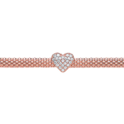 Rose Silver  CZ Correana Pave Heart Bracelet - GVB215ROSE