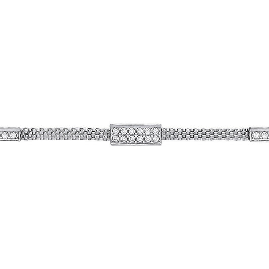 Silver  CZ Correanna Bar Bracelet 3mm - GVB218