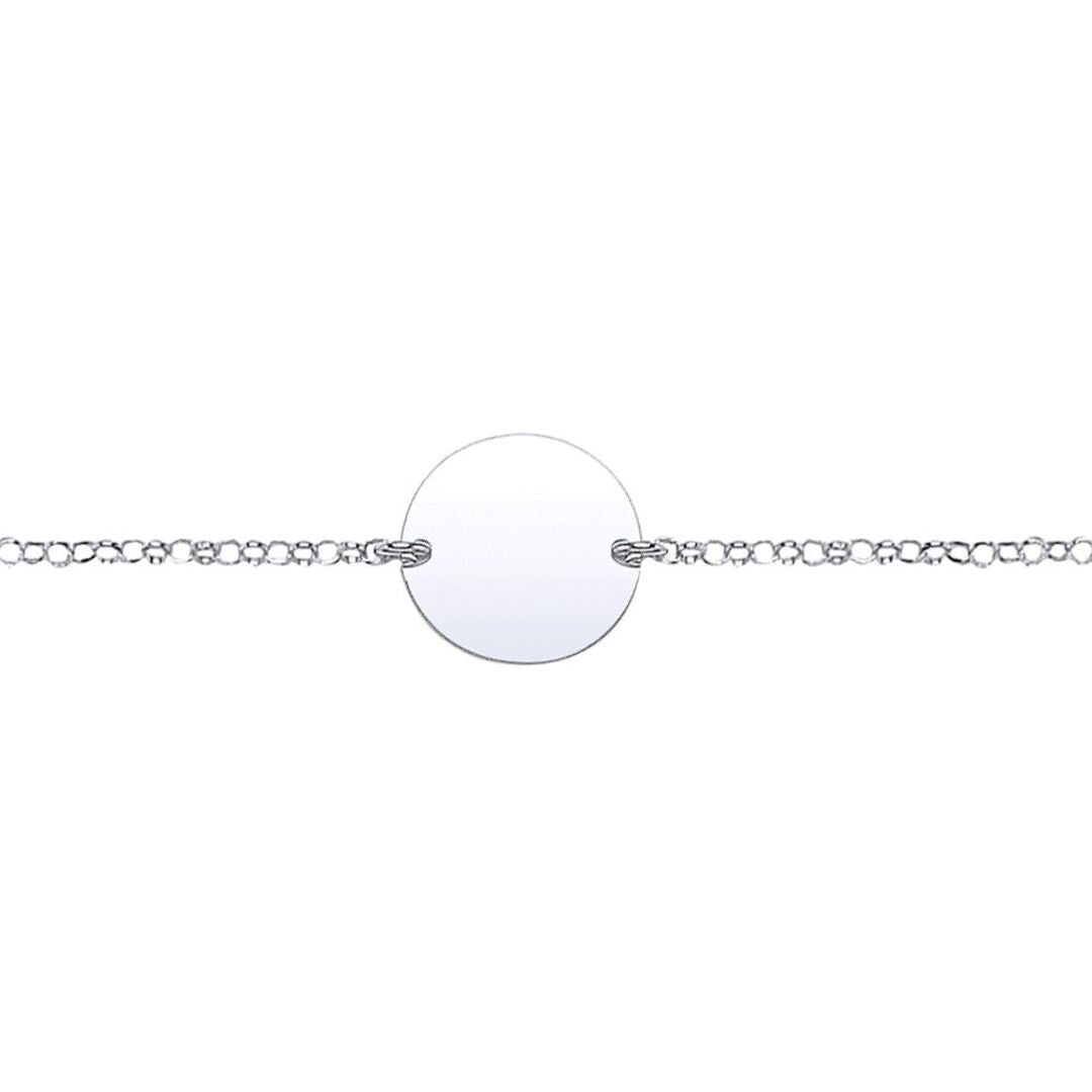 Silver  ID Identity 17mm Round Disc Tag ID Identity Bracelet 13mm - GVB221